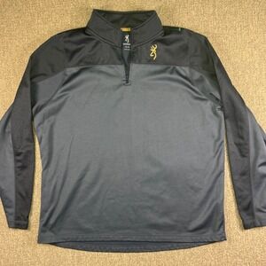 Browning Men's XL Gray Black Performance‎ Fleece Quarter Zip Pullover Hunting